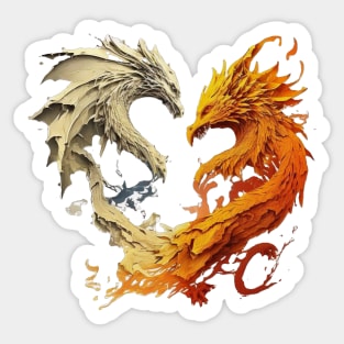 The war between a phoenix and dragon Sticker